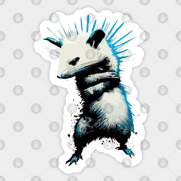 Funny retro punk opossum street art Sticker by TomFrontierArt